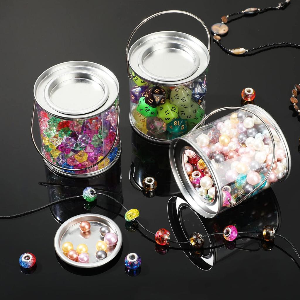 12 Pcs Clear Candy Jars Transparent PVC Paint Cans With Lid DIY Wedding Party Decorations Halloween Trick Or Treat Candy Jar