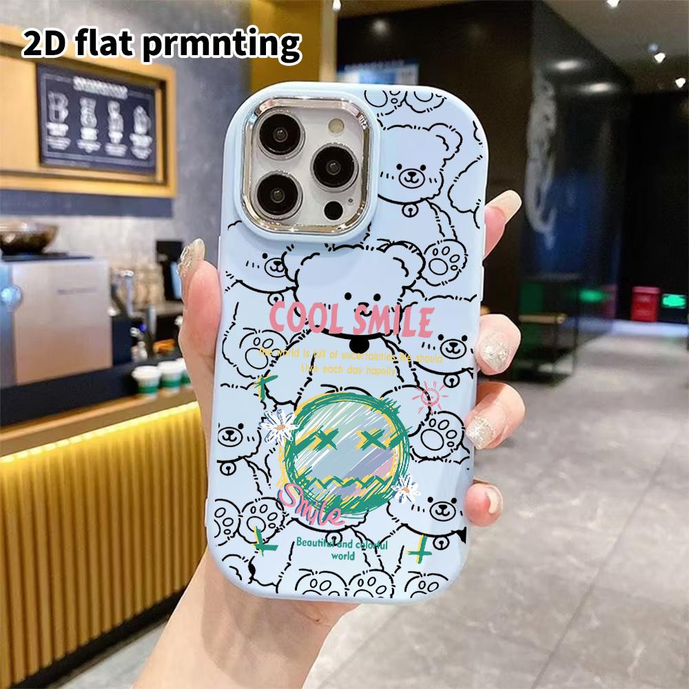 Phone Case: 2D flat design suitable for iPhone 18 17 16 15 14 13 Pro protective case, couple style, smiley face pattern, Christmas and Halloween gift