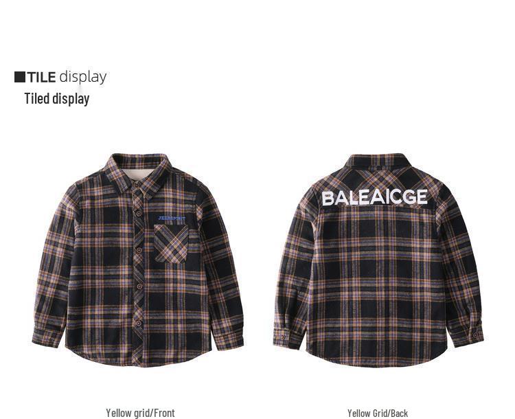 Boys' Fleece-Lined Long-Sleeve Winter Shirt 2025: Fashionable Japanese and Korean Style for Children