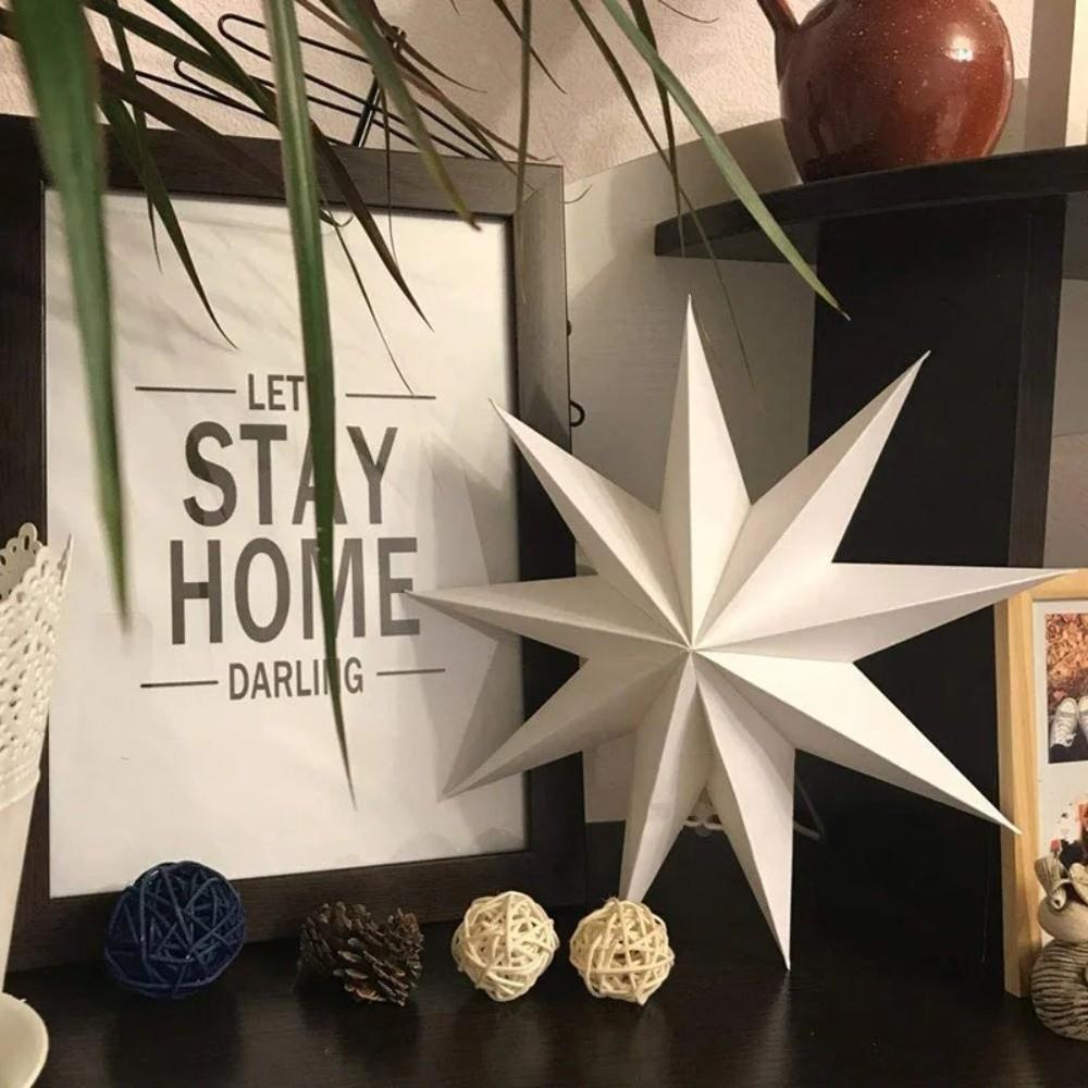 New 30cm Star Lanterns Folding 9-Pointed Hanging Paper Stars DIY Crafts Home Decor Birthday Party
