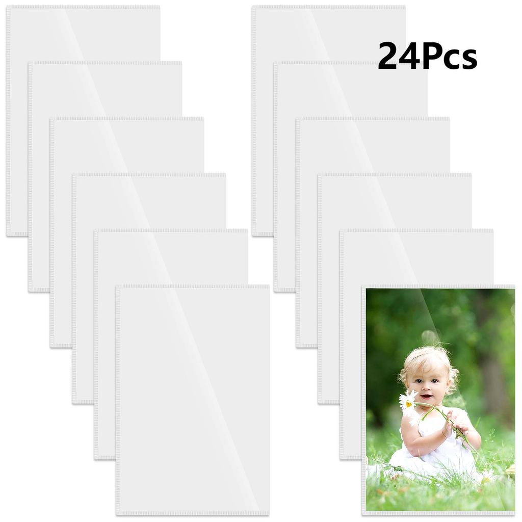 12Pcs Magnetic Picture Frames 4x6 Inch Magnetic Photo Pocket with White Border Clear PVC Magnetic Photo Frame for Refrigerator