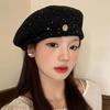 Paillette Weave Hat Breathable Crochet Knitted Cap Elegant Sequin Beret Hat  Beach