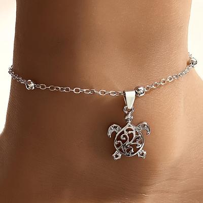 Европейский и американский пляжный стиль овальный браслет на ногу с бусинами в виде черепахи для женщин