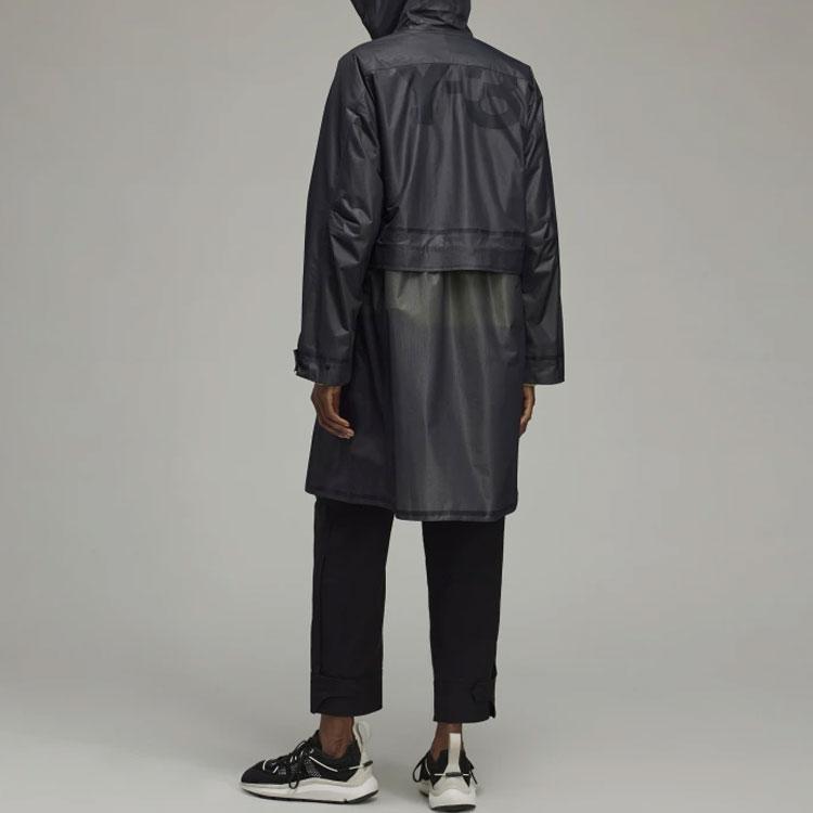 Y-3 SS22 Однотонное пальто средней длины с капюшоном Женские пальто черного цвета HG8672
