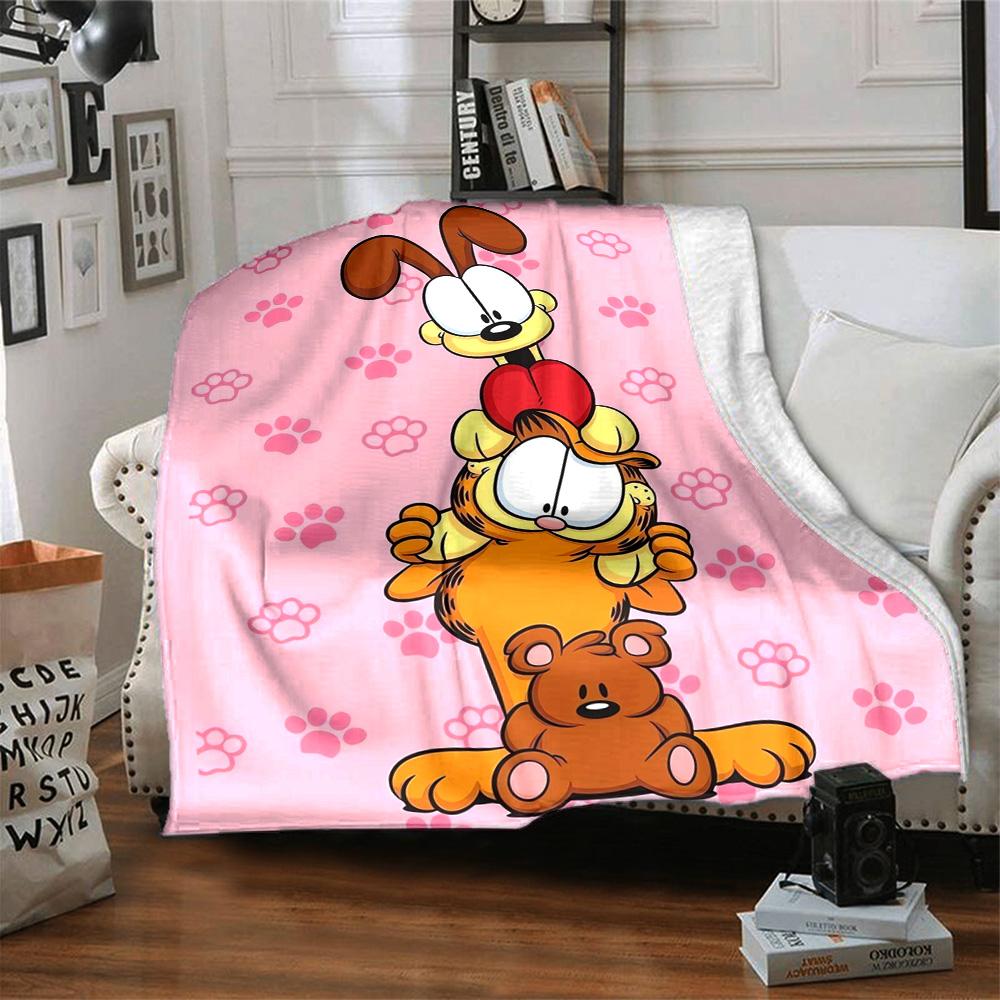 Garfield Friends Flannel Blanket Super Soft Warm Cozy Blanket For Sofa Bed Office Travel Allseason Home Decor Gift