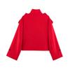 ZA Womens 2026 Fashion Stand Collar Relaxed Retro Jacket Solid Color Loose Fit Casual Outerwear