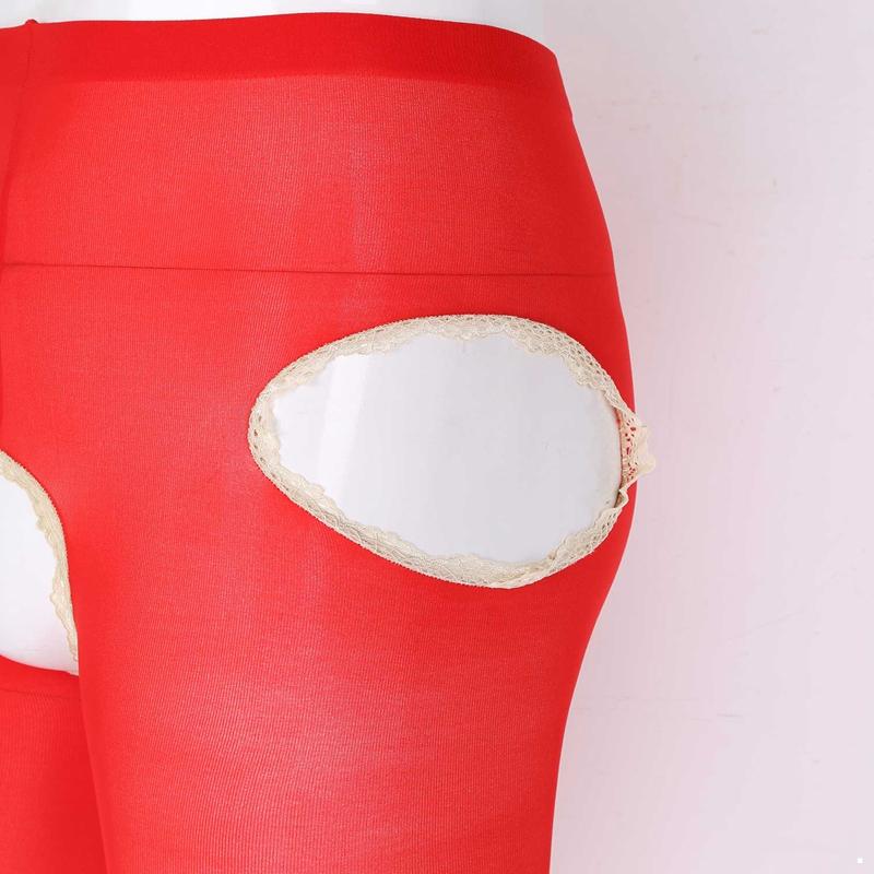 Мужские колготки с кружевной отделкой, длинные брюки с открытой промежностью, колготки, леггинсы