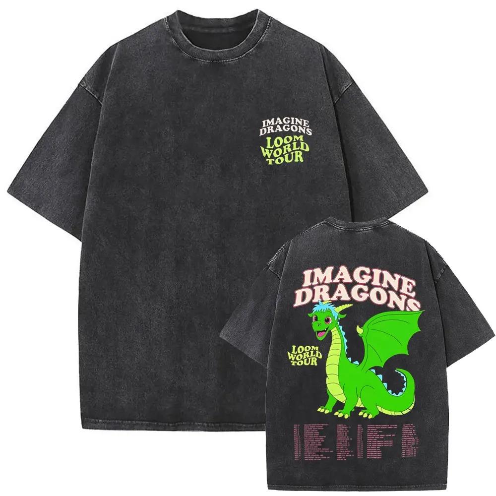 Рок-группа Imagine Dragons Loom Мировой тур 2026 Стирка Винтажная Футболка Мужская Женская Готическая Оверсайз Футболки Унисекс Повседневная Футболка