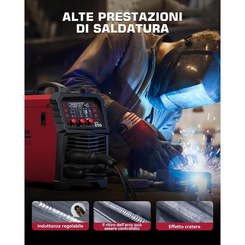 ARCCAPTAIN European Standard MIG200 230V MIG Welding Machine 200A 6 in 1 Multi-Process Welding Machine