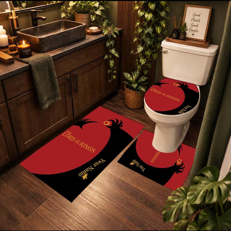 Lord Rings 3Pcs Personalized Customization Bathroom Mat Set Toilet Lid Cover And Rug Ushaped Bath Mats Nonslip Door Mat Decoration