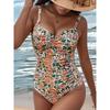 Summer Floral Print Sexy One Piece Swimsuits Women's Swimwear High Cut Bikini Swimming Wear Bathing Suit Lace Up Beachwear