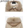 BITCED Winter Thickened Puffer Coat for Women with Waist-cinching, Slimming Fit, Hood and Large Fur Collar for Warmth
