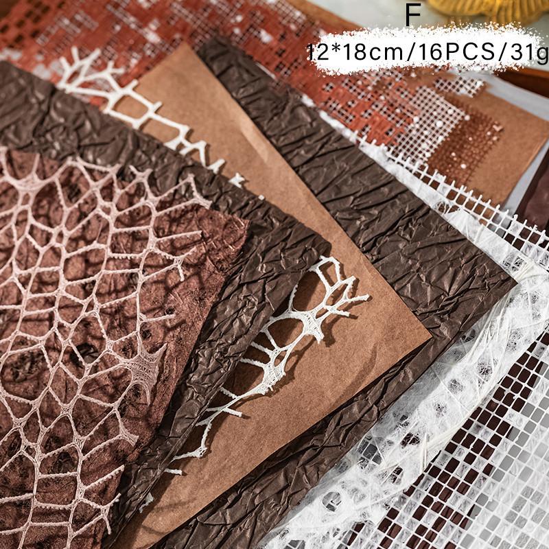 Journamm 16pcs Vintage Mixed Materials Lace paper Scrapbook Materials DIY Photo Album Collage Journal Stationery Material paper