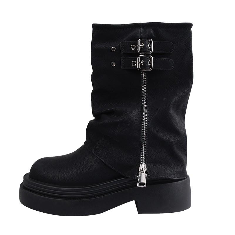 Модная женская ретро британская платформа ботинки Женские новые осенние стройнящие короткие ботинки P826