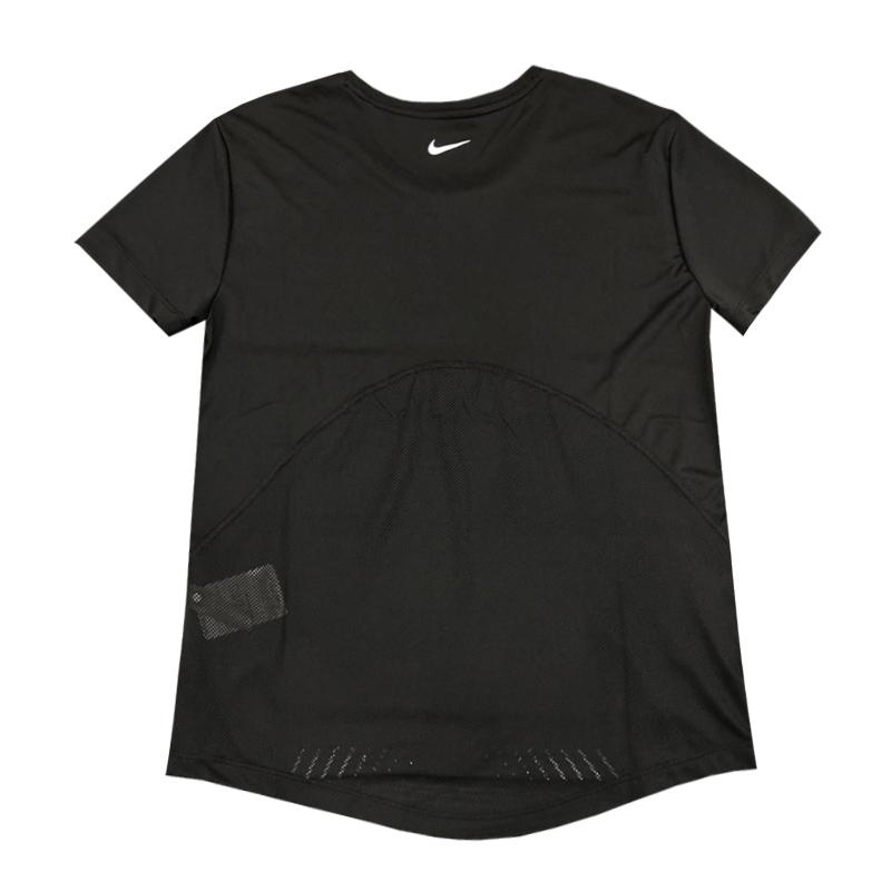 Nike Футболка Sports Lifestyle Series Casual Breathable Striped Round Neck Wicking Quick Dry с коротким рукавом для женщин, черная AQ5205-010