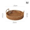 Пищевая тарелка ручной работы из пластика имитация ротанга поднос для хранения круглой формы корзина для хранения фруктов овощей торта с ручкой