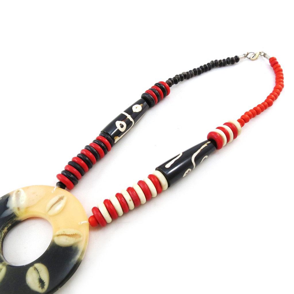 Les Trésors De Lily [B8091] - 'Naia' Rose Red Brown Necklace