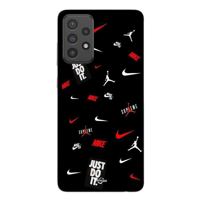 Coque Pour Samsung Galaxy A73 NIKE JORDAN Blanc rouge fond noir Maniacase