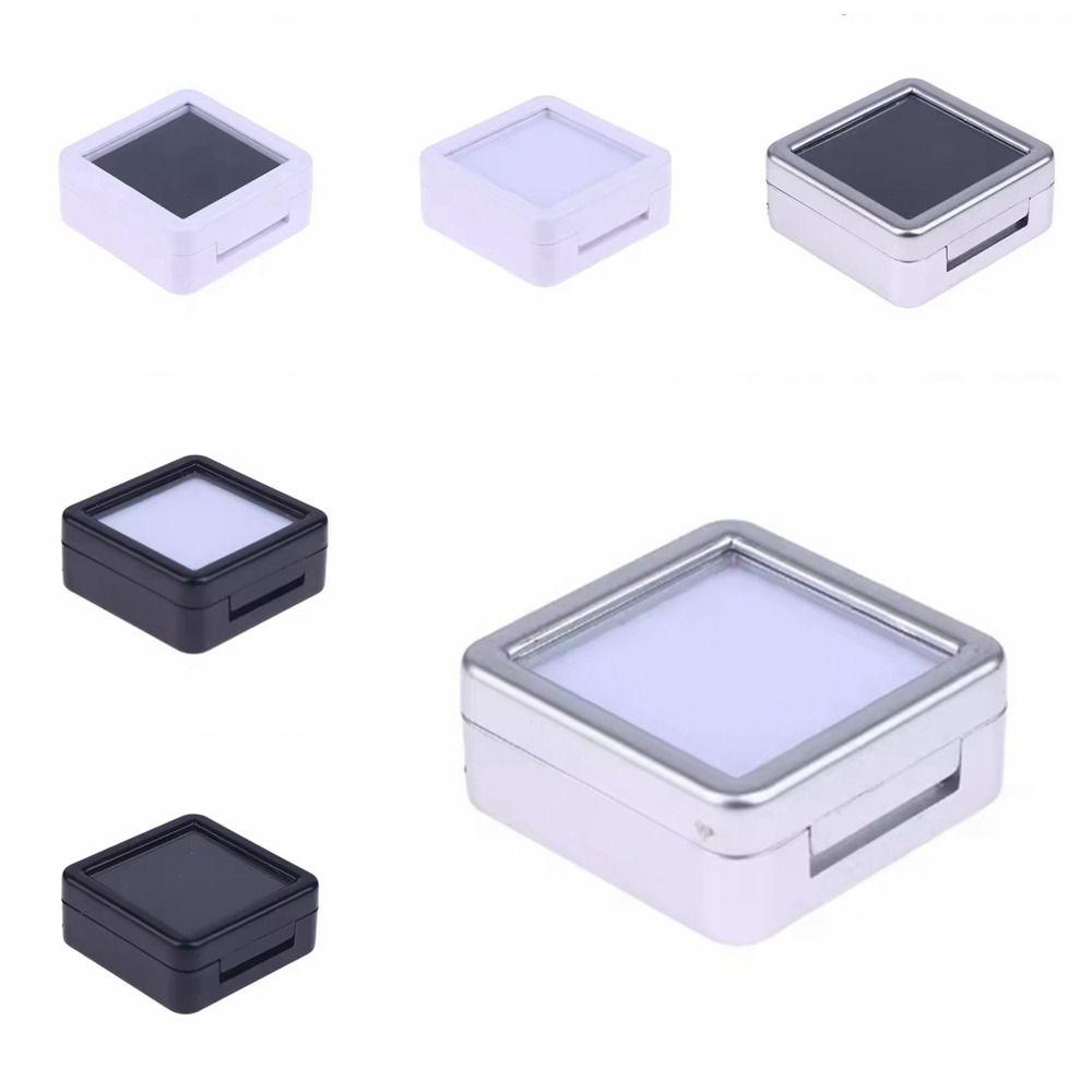 Packaging Transparent Rhinestone Jar Box Flip Lid Acrylic Crystal Display Case White Black Gemstone Holder Organizer