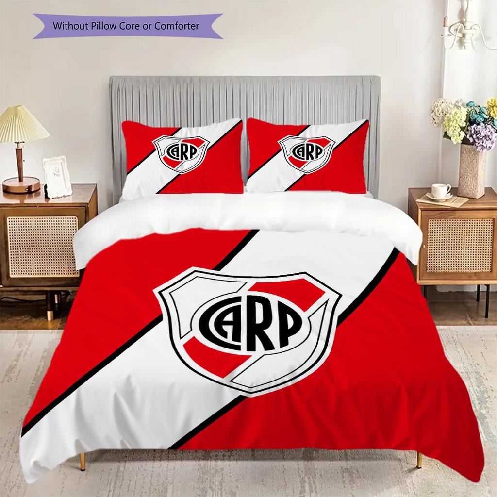 River Plate logo Pattern Bedding Quilt Set Quilt Cover Pillowcase Home Decoration Birthday Gift (1 * duvet cover + 2 * pillowcase, without core)