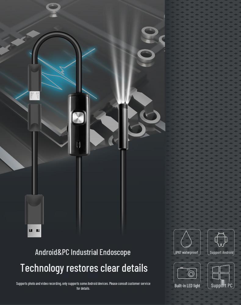 Эндоскоп HD Type-C для Android 8 мм 200 Вт для Автомобильных, Стоматологических и Вентиляционных Каналов