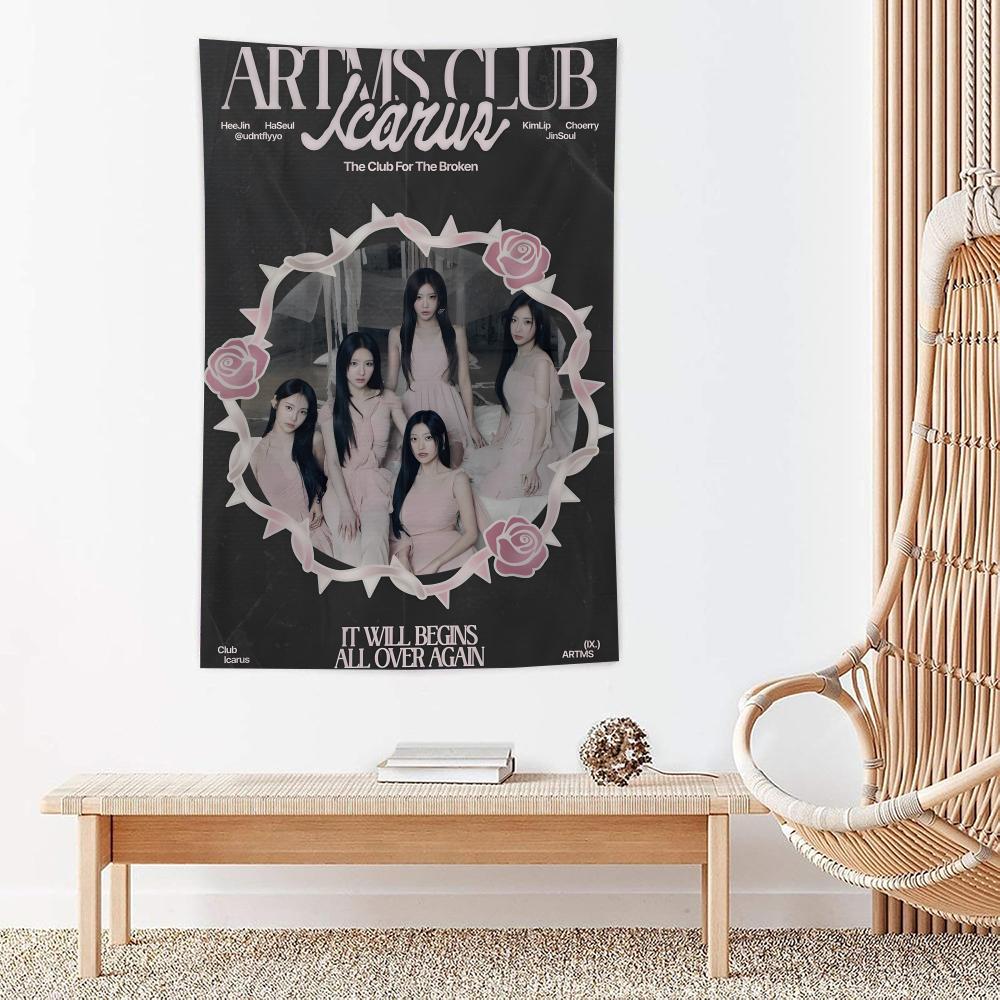 Korea Kpop Band LLoona Kpop Tapestry Microfiber Wall Hanging For Bedroom Living Room Decor Outdoor Festival Bar Background