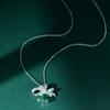 Tancise Jewelry Emerald High Carbon Diamond Necklace 925 Silver Hand Inlaid 5 * 7 Green Light Pendant 40 + 3