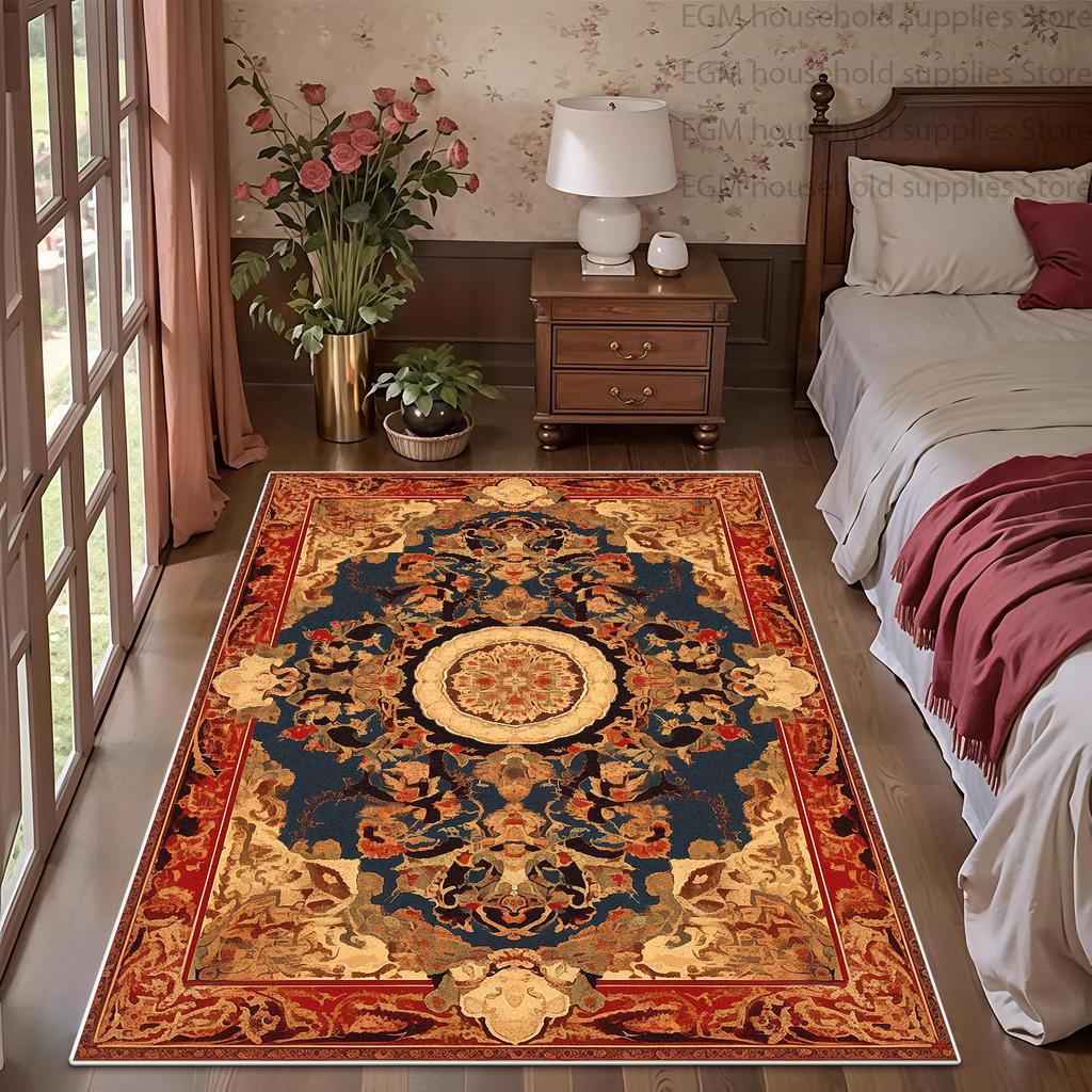 Vintage Persian Medallion Carpet for Bedroom Bedside Living Room Decor Large Rug Soft Non-slip Washable Sofa Lounge Floor Mats