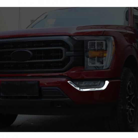 2x Front Fog Light Lamp Eyebrow Cover Trim Bezles For Ford F150 - Chrome