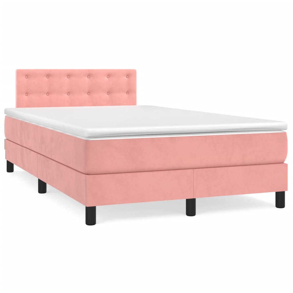 Box Spring Bed with Mattress Pink 120x190 cm Velvet
