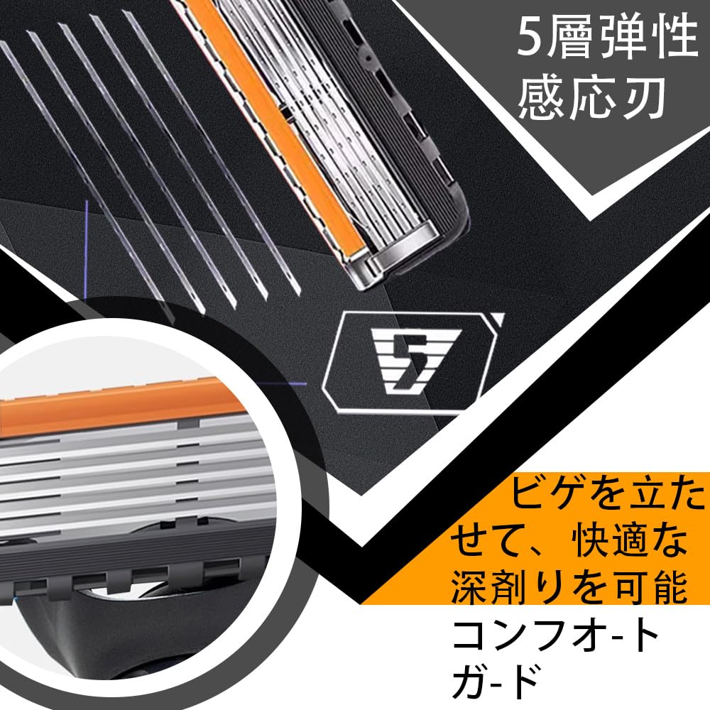 Gillette Compatible Replacement Manual Razor Blades Fusion/ProGlide Blades, 5-Blade (Black, 8-Pack)