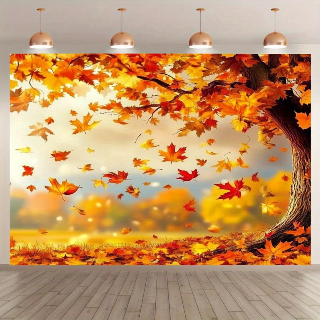 One charming autumn maple leaf photography backdrop and party banner - incheszyc