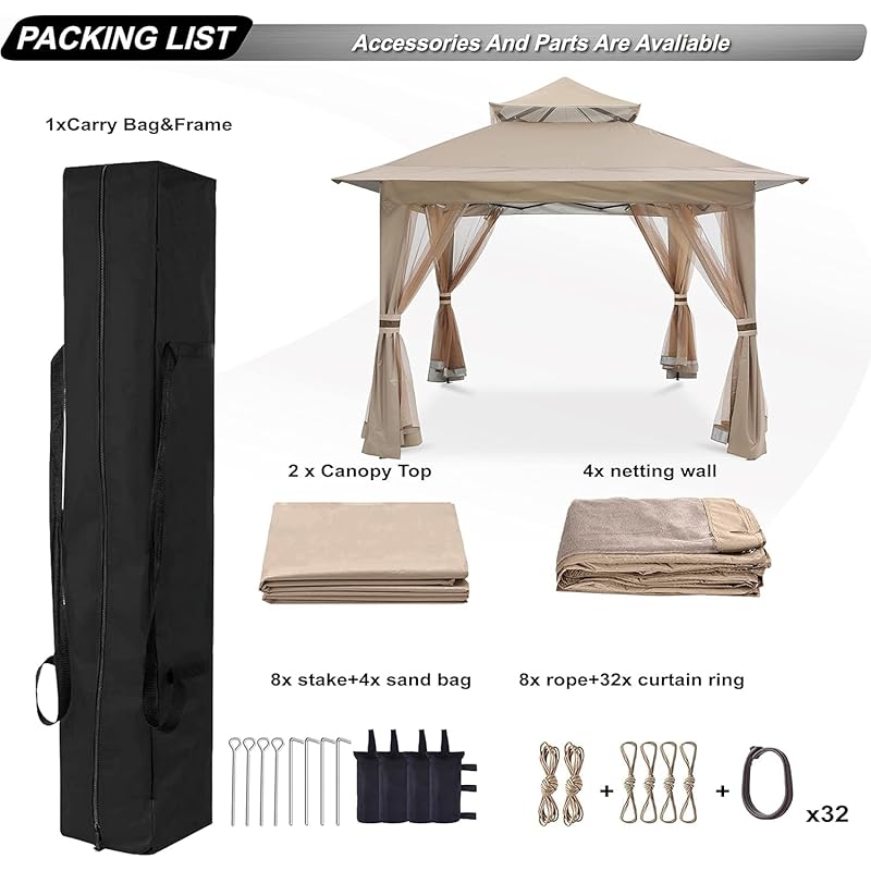 ABCCANOPY тентовая палатка с одним нажатием 3 м x 3 м с центральным замком, 4 боковых листа, сетчатый экран, москитная сетка, средства от насекомых, защита от насекомых, большая, легкая палатка