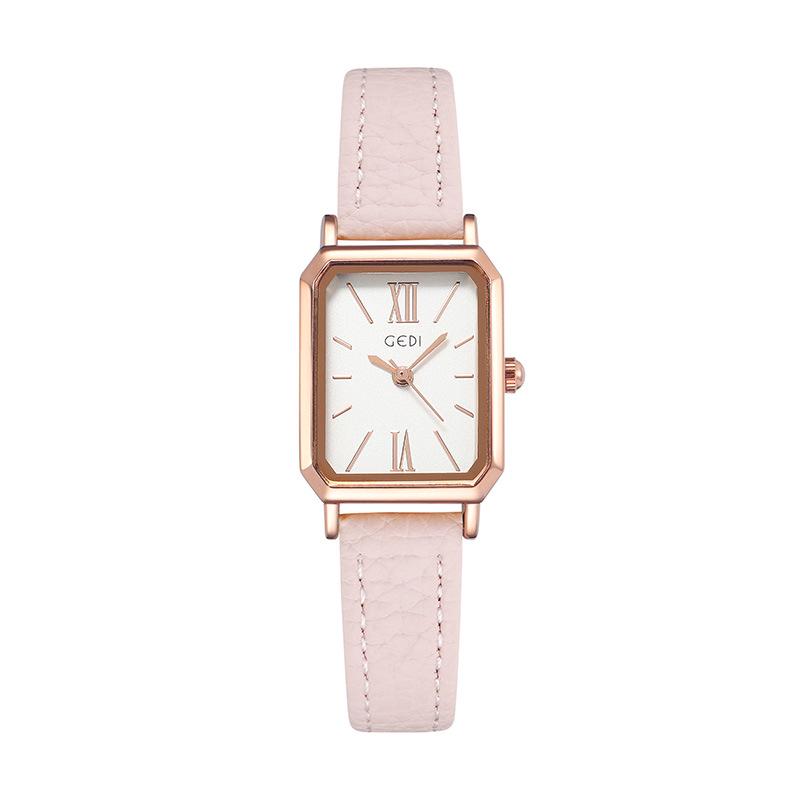 Минималистичные прямоугольные женские часы Gedi – Кварцевые в стиле ретро для студентов