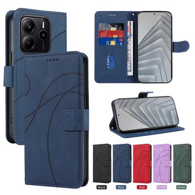 Магнитный кожаный кошелек-книжка для Redmi Note 14 13 12 12s 11 11s 10 9 8 8T Pro Plus 4G 5G Чехол для телефона Изогнутая линия Ударопрочный