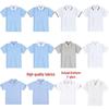 Children's Blue and White Cotton Polo Shirt with Lapel – Short Sleeved, Summer School Uniform for Boys and Girls