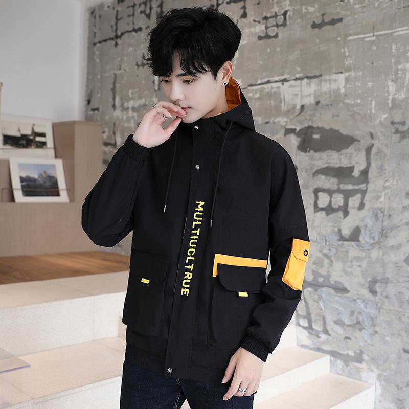 Свободная мужская повседневная куртка с капюшоном для инструментов, трендовая мужская одежда в Европе и США