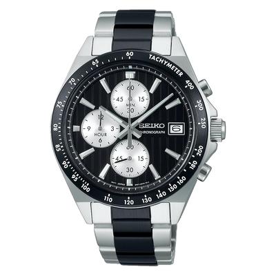 [Часы Seiko] Мужские наручные часы Seiko Selection S Series Quartz Chronograph Silver+Black SBTR043
