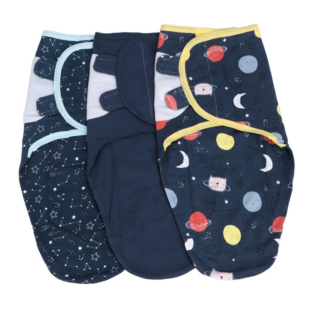 3pcs Baby Swaddle Sleep Sacks Cotton Swaddle Blanket for 0 To 2 Months Old Newborn Outer Space