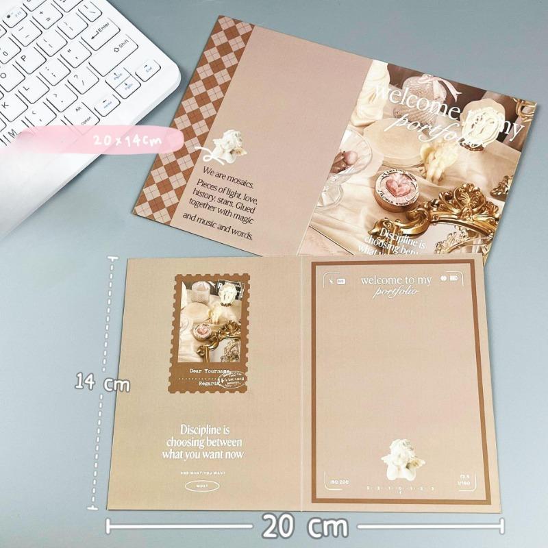 10Pcs INS Pastoral Girl Tea Party Folding Card Back Kpop 3 Inch Photo Card Sell Card DIY Packing Decorative Fixed Board