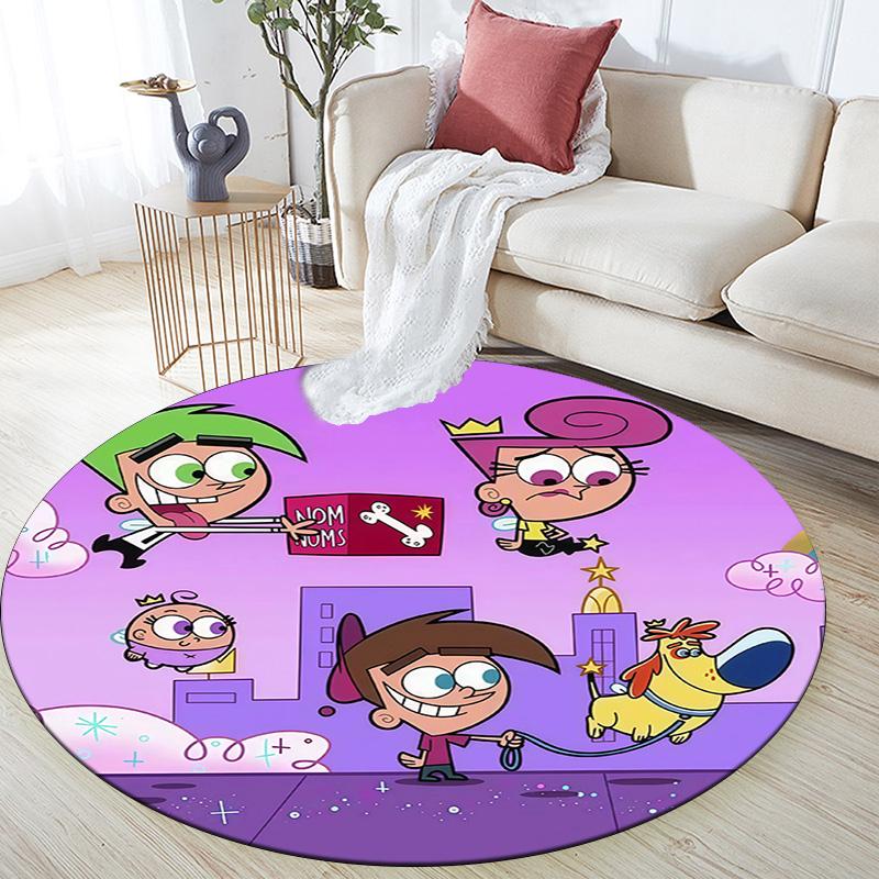 The Fairly OddParents2 Round Area Rug,Carpet Rug for Living Room Bedroom Sofa Playroom Decor,Non-slip Floor Mat