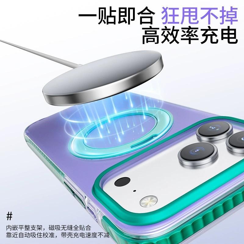 Phone Case IPhone 17 Pro Max Rotating Stand Magnetic Airbag Shockproof Color Contrast Full Protection