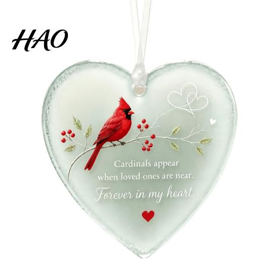 Transparent Acrylic Tag Heart Shape Ornament with Animal Pattern & Emotional Message, Decorative Pendant Hanging Rope for Memorial Gift Family