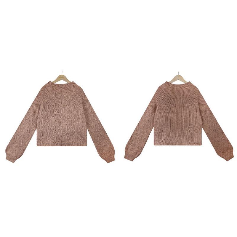 Зимний женский свитер, модный однотонный вязаный свободный пуловер с пуговицами и высоким воротом, свитер