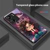 Девушка с кудрявыми волосами Для Xiaomi Redmi 13C Note13 12 Pro Plus 5G Note 9 13T Pro POCO X6 F5 F6 Черный Чехол для телефона из закаленного стекла