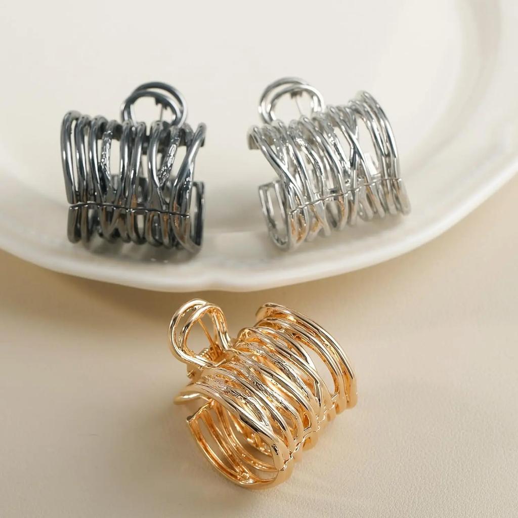 Fashion Gold Color Hollow Geometric Hair Clips Metal Hair Claw Cross Hairclip Headband Hairpin HairCrab Women Hair Accessories