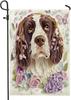 Spring Springer Spaniel Dog Garden Ags 12x18 Inch Double Sided for Outside, Novelty Oral Art Pattern Standard Canvas Hou AAS