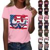 Women's Round Neck Casual Independence Day Printed Short Sleeve T-Shirt Top