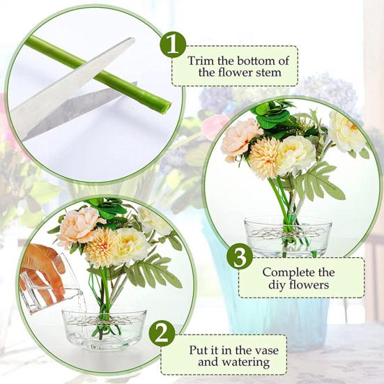 1/3Pcs Stainless Steel Spiral Stem Holder Vase Insert Flower Arranger Metal Bouquet