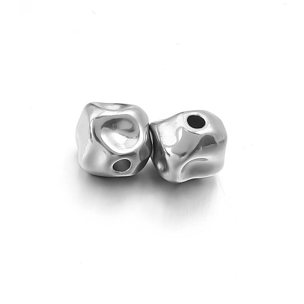 5-10pcs/lot Stainless Steel Spacer Beads Irregular Shape Big Hole Loose Bead For DIY Charms Bracelet Necklace Making Accessories